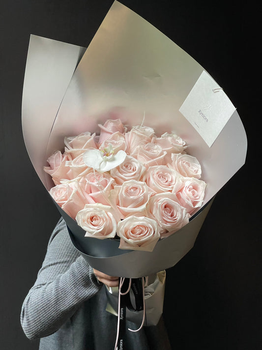 Silver and pink roses