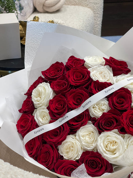 Red and white roses