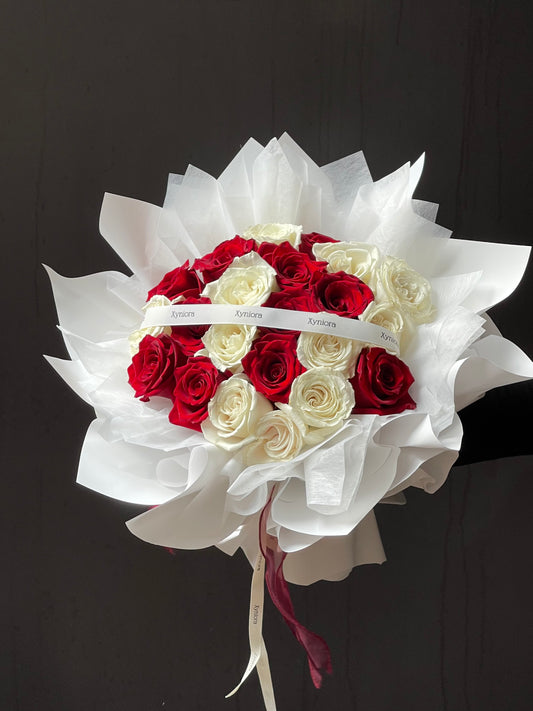 Red and white roses