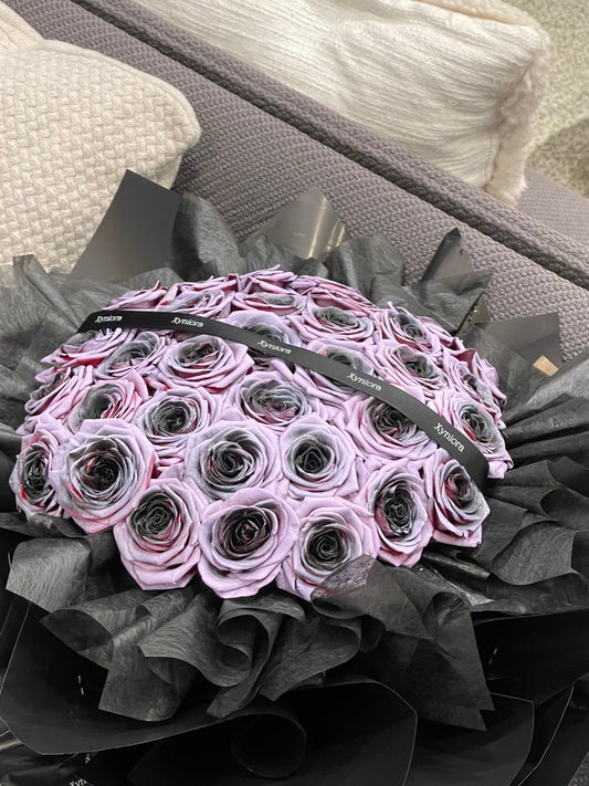 Purple and black roses